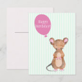 Cute Woodland Mouse - Kinderen van Birthday Uitnodiging Briefkaart (Voorkant / Achterkant)