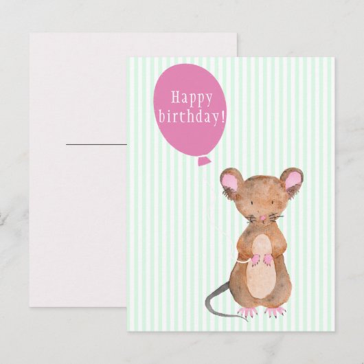 Cute Woodland Mouse - Kinderen van Birthday Uitnodiging Briefkaart (Voorkant / Achterkant)