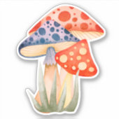 Cute Woodland Mushroom Custom-Cut Vinyl Sticker (Voorkant)