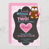 Cute Woodland Owl Birthday uitnodiging (Voorkant / Achterkant)