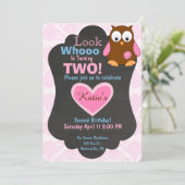 Cute Woodland Owl Birthday uitnodiging (Staand voorkant)
