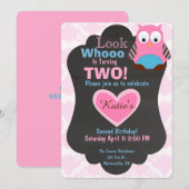 Cute Woodland Owl Birthday uitnodiging 5 (Voorkant / Achterkant)