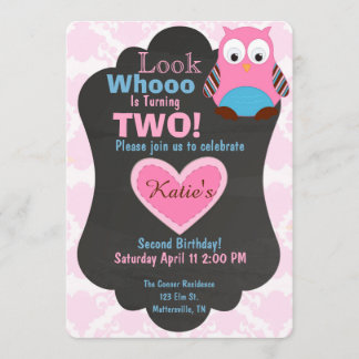Cute Woodland Owl Birthday uitnodiging 5