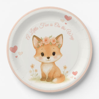 Cute Woodland Pastel Baby Vos Meisje Baby Shower Papieren Bordje
