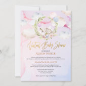 Cute Woodland Rabbit Floral Pink Virtual Shower Kaart (Voorkant)