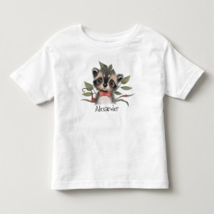 Cute Woodland Raccoon met kindnaam Kinder Shirts