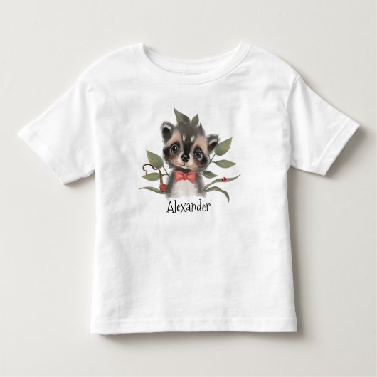 Cute Woodland Raccoon met kindnaam Kinder Shirts (Voorkant)