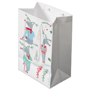 Cute Woodland Reindeer Animal Kerstmis Medium Cadeauzakje