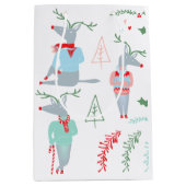 Cute Woodland Reindeer Animal Kerstmis Medium Cadeauzakje (Voorkant)