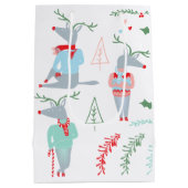 Cute Woodland Reindeer Animal Kerstmis Medium Cadeauzakje (Achterkant)