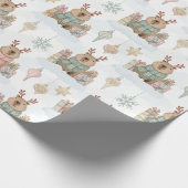 Cute Woodland Reindeer Capybara Christmas Cadeaupapier (Hoek)