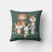 Cute Woodland Rustic Greenery Animals Birth Stats Kussen (Achterkant)