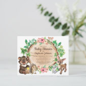 Cute Woodland Rustic Waterverf Animal Baby shower Briefkaart (Staand voorkant)