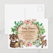 Cute Woodland Rustic Waterverf Animal Baby shower Briefkaart (Voorkant / Achterkant)