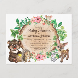 Cute Woodland Rustic Waterverf Animal Baby shower Briefkaart