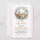 Cute Woodland Sleeping Doe Baby Shower Invitation Kaart (Voorkant)