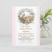 Cute Woodland Sleeping Doe Baby Shower Invitation Kaart (Staand voorkant)