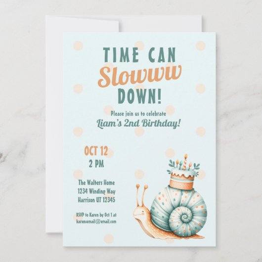 Cute Woodland Snail Time Flies Birthday Kaart (Voorkant)