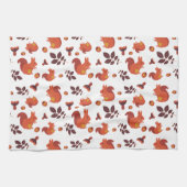 Cute Woodland Squirrel Autumn Pattern Theedoek (Horizontaal)