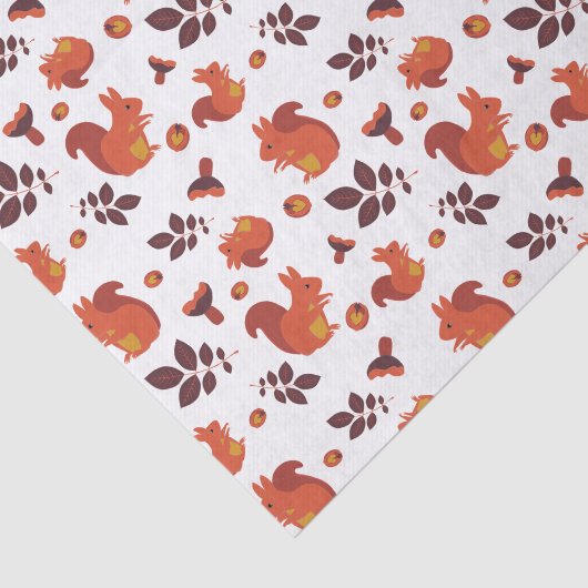 Cute Woodland Squirrel Autumn Pattern Tissuepapier (Detail)