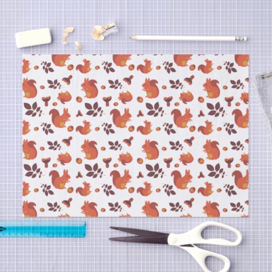 Cute Woodland Squirrel Autumn Pattern Tissuepapier (Craft)