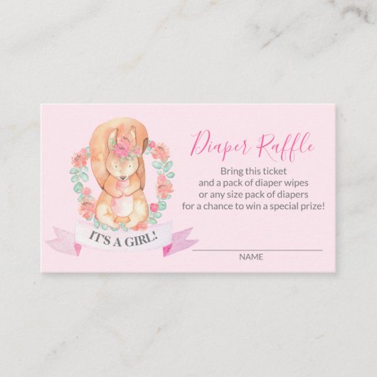 Cute Woodland Squirrel Diaper Raffle Ticket (Voorkant)