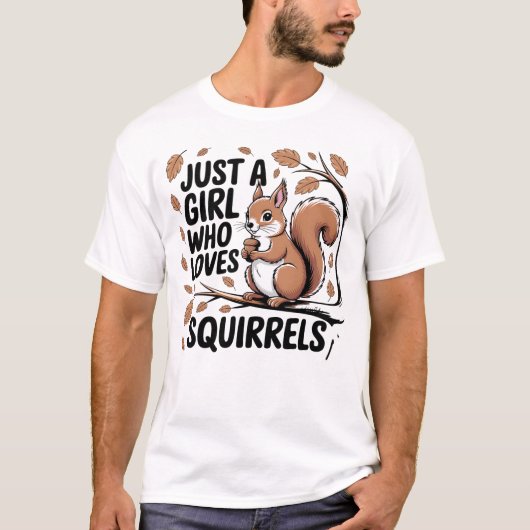 Cute Woodland Squirrel Lover Retro Design With Aco T-shirt (Voorkant)