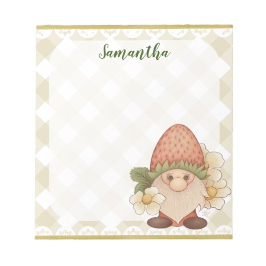Cute Woodland Strawberry Gnome Notitieblok (Voorkant)