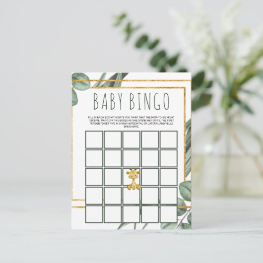 Cute Woodland Teddy Bear Baby shower Bingo Kaart (Staand voorkant)