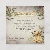 Cute Woodland Teddy Bear Baby shower Book Request  Informatiekaartje (Voorkant)