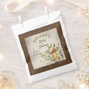 Cute Woodland Teddy Bear Boy Baby shower Bedankzakje
