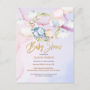 Cute Woodland Teddy Bear Boy Baby shower Briefkaart