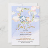 Cute Woodland Teddy Bear Boy Baby shower Kaart (Voorkant)