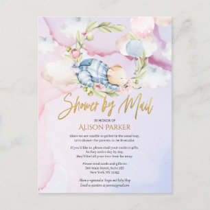 Cute Woodland Teddy Bear Boy Baby shower per post Briefkaart