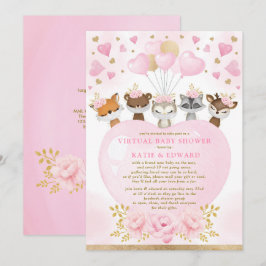 Cute Woodland Valentijns Girl Virtual Baby shower Kaart