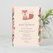 Cute Woodland Vos Baby Shower Strooidecoratie Kopp Kaart (Staand voorkant)