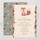Cute Woodland Vos Baby Shower Strooidecoratie Kopp Kaart (Voorkant / Achterkant)