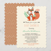 Cute Woodland Vos Babyshower Uitnodiging (Voorkant / Achterkant)