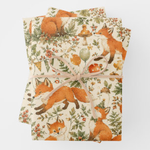 Cute Woodland Vos Verjaardags Inpakpapier Vel