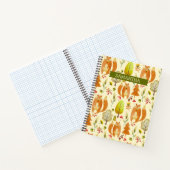Cute Woodland Waterverf Fox Pattern Herfst Foliage Notitieboek (Binnen)