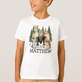Cute Woodland Waterverf Kinder Animals Letter Name T-shirt (Voorkant)