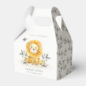 Cute Woodland Waterverf Lion Foliage Baby shower Bedankdoosjes (Achterkant)
