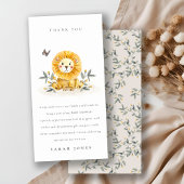 Cute Woodland Waterverf Lion Foliage Baby shower Bedankkaart