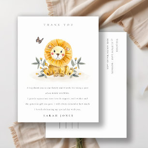 Cute Woodland Waterverf Lion Foliage Baby shower Briefkaart