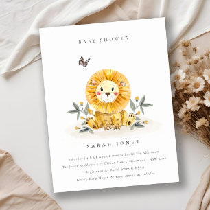 Cute Woodland Waterverf Lion Foliage Baby shower Briefkaart