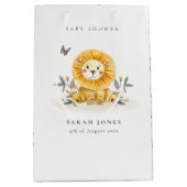 Cute Woodland Waterverf Lion Foliage Baby shower Medium Cadeauzakje (Voorkant)