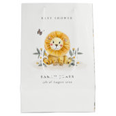 Cute Woodland Waterverf Lion Foliage Baby shower Medium Cadeauzakje (Achterkant)