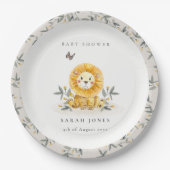 Cute Woodland Waterverf Lion Foliage Baby shower Papieren Bordje (Voorkant)
