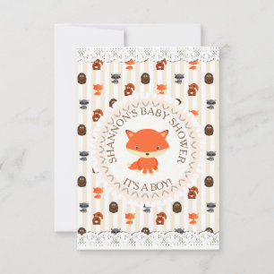 Cute Woodlands Animals Fox Baby shower Invitation Kaart