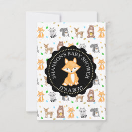 Cute Woodlands Animals Fox Baby shower Kaart